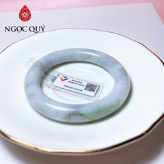 Vòng cẩm thạch A - Ngọc phỉ thúy type A bản tròn trắng điểm lý, hoàng phỉ, gà đen ni 51-55mm (kèm kđ type A)- Ngoc Quý