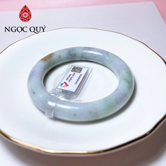 Vòng cẩm thạch A - Ngọc phỉ thúy type A bản tròn trắng điểm lý, hoàng phỉ, gà đen ni 51-55mm (kèm kđ type A)- Ngoc Quý