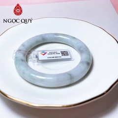 Vòng cẩm thạch A - Ngọc phỉ thúy type A bản tròn trắng điểm lý, hoàng phỉ, gà đen ni 51-55mm (kèm kđ type A)- Ngoc Quý