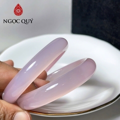 Vòng mã não hồng - Vòng chalcedony hồng bản hẹ 9-11mm dày 6-7mm- Ngọc Quý