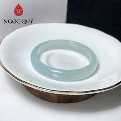 Vòng mã não xanh thiên thanh- Vòng chalcedony xanh thiên thanh bản hẹ 9-11mm dày 6-7mm- Ngọc Quý