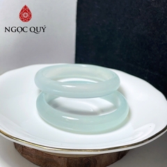 Vòng mã não xanh thiên thanh- Vòng chalcedony xanh thiên thanh bản hẹ 9-11mm dày 6-7mm- Ngọc Quý