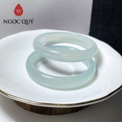 Vòng mã não xanh thiên thanh- Vòng chalcedony xanh thiên thanh bản hẹ 9-11mm dày 6-7mm- Ngọc Quý