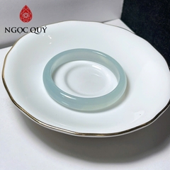 Vòng mã não xanh thiên thanh- Vòng chalcedony xanh thiên thanh bản hẹ 9-11mm dày 6-7mm- Ngọc Quý