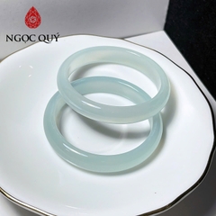 Vòng mã não xanh thiên thanh- Vòng chalcedony xanh thiên thanh bản hẹ 9-11mm dày 6-7mm- Ngọc Quý