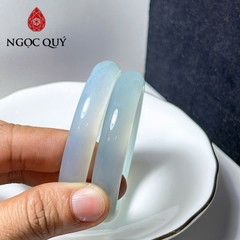 Vòng mã não xanh thiên thanh- Vòng chalcedony xanh thiên thanh bản hẹ 9-11mm dày 6-7mm- Ngọc Quý