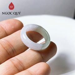 Nhẫn cẩm thạch A Myanmar - nhẫn ngọc phỉ thúy type A chất nếp băng màu uyên ương- Ngọc Quý