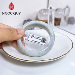 Vòng cẩm thạch A - Phỉ thúy type A bản hẹ xanh nhạt phớt tím tử lan ni 50 - 56 mm (kèm kđ Liulab) - Ngọc Quý