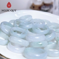 Nhẫn cẩm thạch A - Nhẫn phỉ thúy chất nếp bạch ngọc phớt xanh nhẹ chất nếp mịn