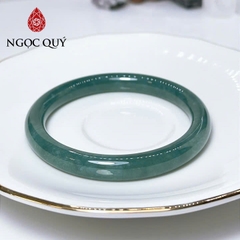 Vòng cẩm thạch A - Vòng ngọc phỉ thúy lam ngọc chất nếp băng bông type A Ngọc Quý bản tròn 8mm ni 52-60mm