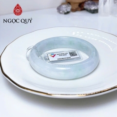 Vòng cẩm thạch A - Ngọc phỉ thúy type A bản hẹ bạch ngọc phớt xanh và tím nhạt ni 54-58 mm (kèm kđ type A)- Ngoc Quý