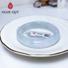 Vòng cẩm thạch A - Ngọc phỉ thúy type A bản hẹ bạch ngọc phớt xanh và tím nhạt ni 54-58 mm (kèm kđ type A)- Ngoc Quý