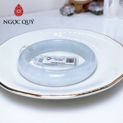 Vòng cẩm thạch A - Ngọc phỉ thúy type A bản hẹ bạch ngọc phớt xanh và tím nhạt ni 54-58 mm (kèm kđ type A)- Ngoc Quý