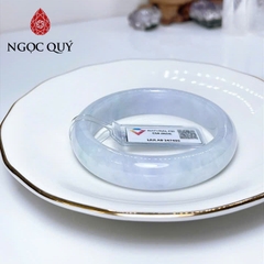 Vòng cẩm thạch A - Ngọc phỉ thúy type A bản hẹ bạch ngọc phớt xanh và tím nhạt ni 54-58 mm (kèm kđ type A)- Ngoc Quý