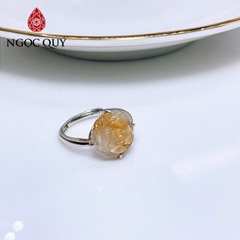 Nhẫn thạch anh tóc vàng - Nhẫn hoa mẫu đơn thạch anh tóc vàng - Ngọc Quý