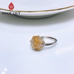 Nhẫn thạch anh tóc vàng - Nhẫn hoa mẫu đơn thạch anh tóc vàng - Ngọc Quý