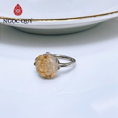Nhẫn thạch anh tóc vàng - Nhẫn hoa mẫu đơn thạch anh tóc vàng - Ngọc Quý