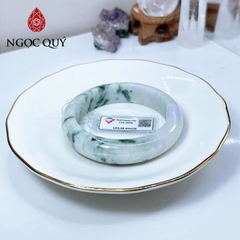 Vòng cẩm thạch A - Vòng phỉ thúy type A bản bản hẹ tròn xanh điểm tím hoa bay ni 51-55 mm ( Kèm kđ type A) - Ngọc Quý