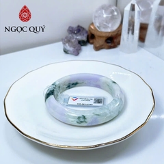 Vòng cẩm thạch A - Vòng phỉ thúy type A bản bản hẹ tròn xanh điểm tím hoa bay ni 51-55 mm ( Kèm kđ type A) - Ngọc Quý