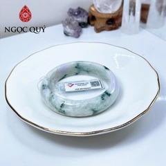 Vòng cẩm thạch A - Vòng phỉ thúy type A bản bản hẹ tròn xanh điểm tím hoa bay ni 51-55 mm ( Kèm kđ type A) - Ngọc Quý