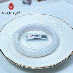 Vòng cẩm thạch A - Vòng phỉ thúy type A bản bản hẹ bạch ngọc điểm bông xanh ni 56-59 mm ( Kèm kđ type A) - Ngọc Quý