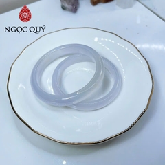 Vòng mã não - Vòng tay liền khối đá mã não trắng ánh tím tự nhiên chất 3A bản 9-11mm - Ngọc Quý