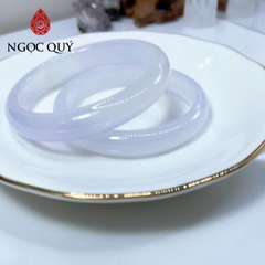 Vòng mã não - Vòng tay liền khối đá mã não trắng ánh tím tự nhiên chất 3A bản 9-11mm - Ngọc Quý