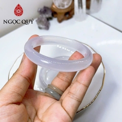 Vòng mã não - Vòng tay liền khối đá mã não trắng ánh tím tự nhiên chất 3A bản 9-11mm - Ngọc Quý