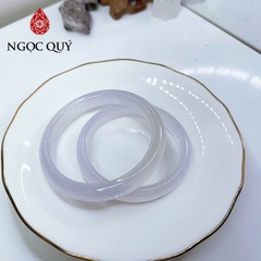 Vòng mã não - Vòng tay liền khối đá mã não trắng ánh tím tự nhiên chất 3A bản 9-11mm - Ngọc Quý