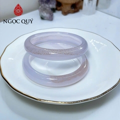 Vòng mã não - Vòng mã não trắng ánh tím điểm chu sa chất 4A thiên nhiên bản 10-11mm- Ngọc Quý