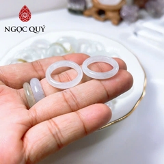 Nhẫn cẩm thạch A Myanmar - Nhẫn phỉ thúy bạch ngọc - bạch ngọc điểm phỉ nếp băng bản 3-4mm type A - Ngọc Quý