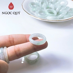 Nhẫn cẩm thạch A Myanmar - Nhẫn ngọc phỉ thúy type A chất nếp hóa nếp băng xanh táo điểm lý - Ngọc Quý