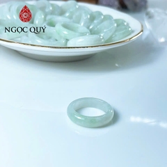 Nhẫn cẩm thạch A Myanmar - Nhẫn ngọc phỉ thúy type A chất nếp hóa nếp băng xanh táo điểm lý - Ngọc Quý