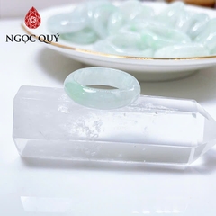 Nhẫn cẩm thạch A Myanmar - Nhẫn ngọc phỉ thúy type A chất nếp hóa nếp băng xanh táo điểm lý - Ngọc Quý