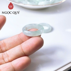 Nhẫn cẩm thạch A Myanmar - Nhẫn ngọc phỉ thúy type A chất nếp hóa nếp băng xanh táo điểm lý - Ngọc Quý