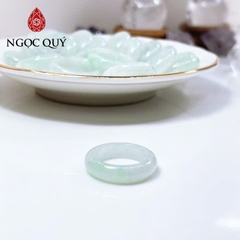 Nhẫn cẩm thạch A Myanmar - Nhẫn ngọc phỉ thúy type A chất nếp hóa nếp băng xanh táo điểm lý - Ngọc Quý