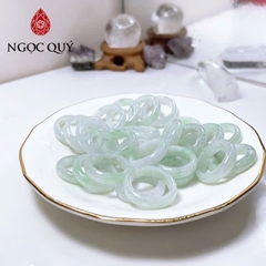 Nhẫn cẩm thạch A Myanmar - Nhẫn ngọc phỉ thúy type A chất nếp hóa nếp băng xanh táo điểm lý - Ngọc Quý