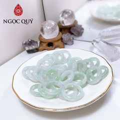 Nhẫn cẩm thạch A Myanmar - Nhẫn ngọc phỉ thúy type A chất nếp hóa nếp băng xanh táo điểm lý - Ngọc Quý