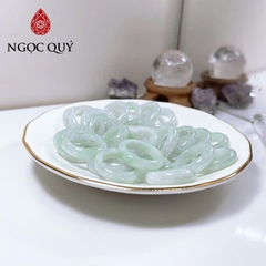 Nhẫn cẩm thạch A Myanmar - Nhẫn ngọc phỉ thúy type A chất nếp hóa nếp băng xanh táo điểm lý - Ngọc Quý