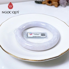 Vòng cẩm thạch A - Vòng phỉ thúy type A bạch ngọc phớt tím điểm xanh lý gân trắng ni 52-56 ( Kèm kđ type A) - Ngọc Quý