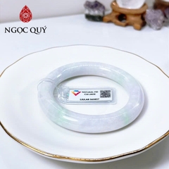 Vòng cẩm thạch A - Vòng phỉ thúy type A bạch ngọc phớt tím điểm xanh lý gân trắng ni 52-56 ( Kèm kđ type A) - Ngọc Quý