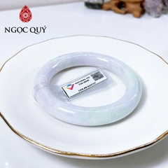 Vòng cẩm thạch A - Vòng phỉ thúy type A bạch ngọc phớt tím điểm xanh lý gân trắng ni 52-56 ( Kèm kđ type A) - Ngọc Quý