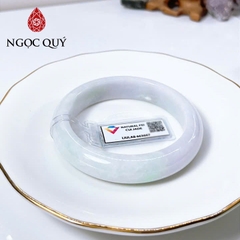 Vòng cẩm thạch A - Vòng phỉ thúy type A bạch ngọc phớt tím điểm xanh lý gân trắng ni 52-56 ( Kèm kđ type A) - Ngọc Quý