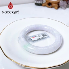 Vòng cẩm thạch A - Vòng phỉ thúy type A bạch ngọc phớt tím điểm xanh lý gân trắng ni 52-56 ( Kèm kđ type A) - Ngọc Quý