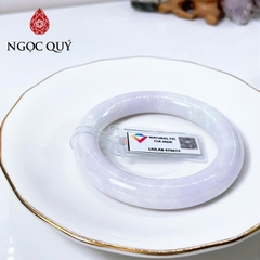 Vòng cẩm thạch A - Vòng phỉ thúy type A bạch ngọc phớt tím điểm xanh lý gân trắng ni 52-56 ( Kèm kđ type A) - Ngọc Quý