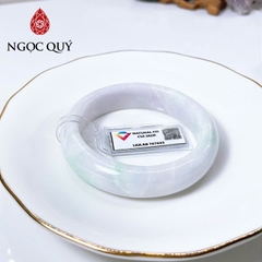 Vòng cẩm thạch A - Vòng phỉ thúy type A bạch ngọc phớt tím điểm xanh lý gân trắng ni 52-56 ( Kèm kđ type A) - Ngọc Quý