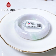 Vòng cẩm thạch A - Vòng phỉ thúy type A bạch ngọc phớt tím điểm xanh lý gân trắng ni 52-56 ( Kèm kđ type A) - Ngọc Quý