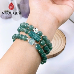 Vòng tay cẩm thạch A - Vòng ngọc phỉ thúy lam ngọc phối charm hạt 8mm - Ngọc Quý