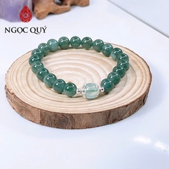 Vòng tay cẩm thạch A - Vòng ngọc phỉ thúy lam ngọc phối charm hạt 8mm - Ngọc Quý