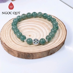 Vòng tay cẩm thạch A - Vòng ngọc phỉ thúy lam ngọc phối charm hạt 8mm - Ngọc Quý